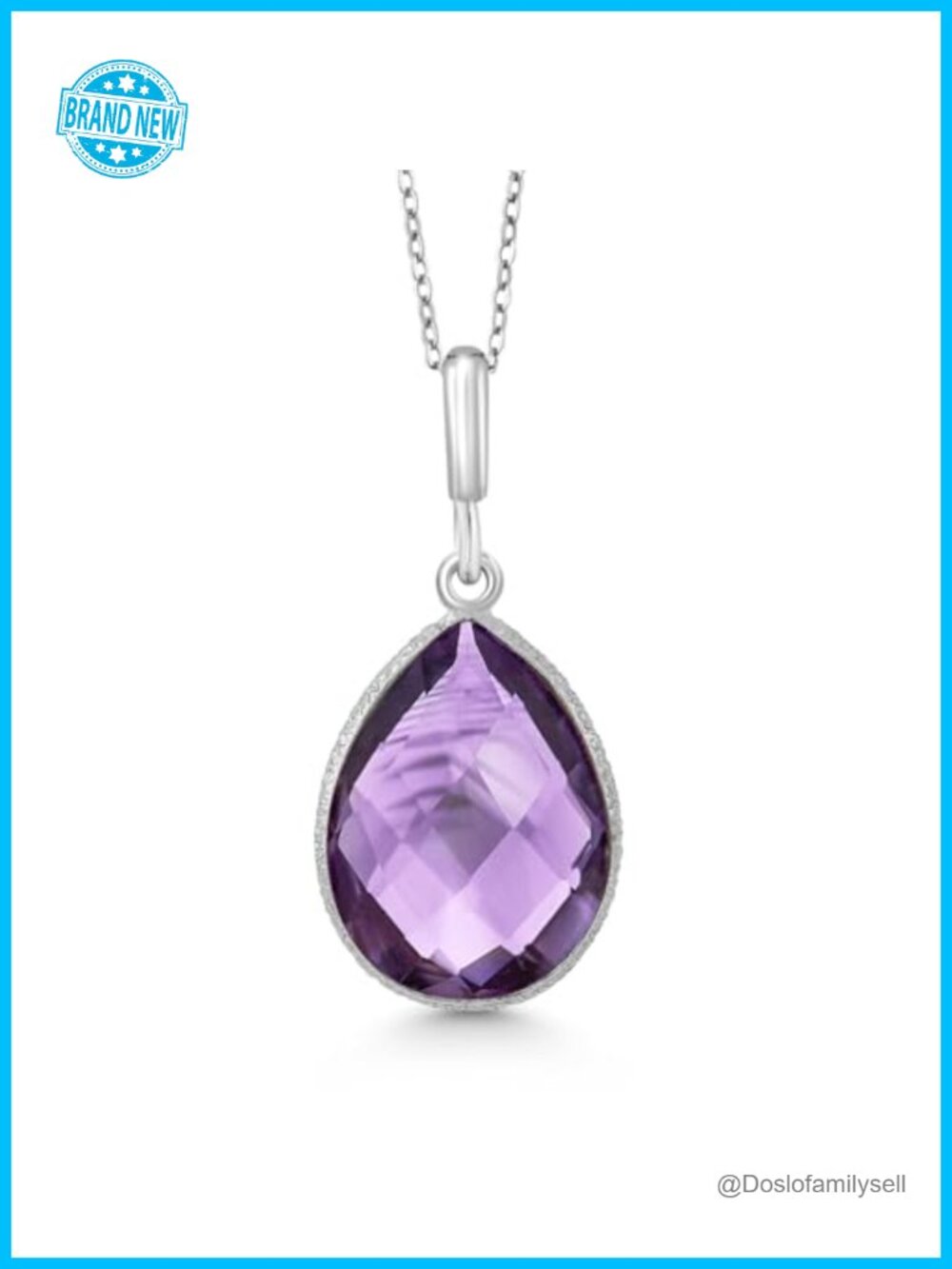 Sterling Silver Amethyst Pear Teardrop Pendant Necklace 6.5 Cttw